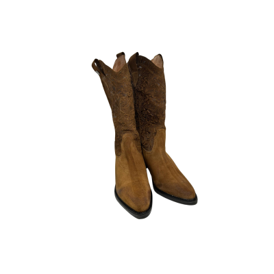 Bota texana em pele crute conhaque