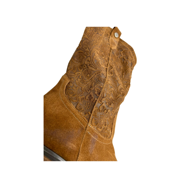Bota texana em pele crute conhaque