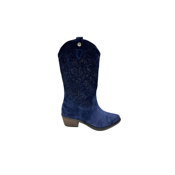 Bota texana em pele crute azul Bota texana em pele crute azul