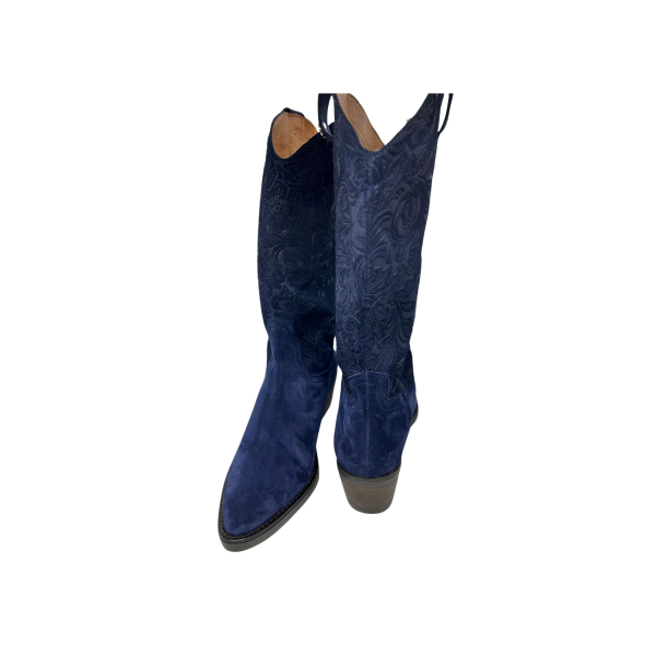 Bota texana em pele crute azul Bota texana em pele crute azul