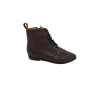 Bota em pele sauvage castanho com franja, forro e palmilha de conforto em pele, sola neolite com salto de 2 cm