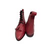 Bota em pele sauvage vermelho com franja, forro e palmilha de conforto em pele, sola neolite com salto de 2 cm
