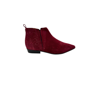 Bota em pele crute bordeaux com traseiro em print florest bordeaux