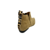 Bota em pele crute camel, com apontamento em pele de pelo print leopardo, com forro e palmilha de conforto em pele, sola neolite antiderrapante com salto de 2,5 cm