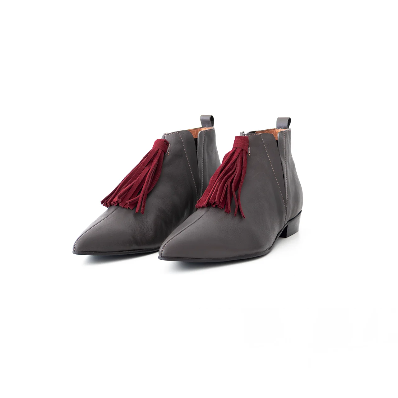Bota Rita Cinza & Bordeaux