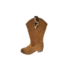 Bota em pele crute camel com puxador em pele de pelo print leopardo com forro e palmilha de conforto em pele, sola com salto injetado a couro de 4,5 cm