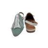 mules_pele_anny_menta_2 Mule em pele crute cor menta, com berloque em pele crute branco, com tira de calcanhar em pele crute branco, forro e palmilha de conforto em pele, sola em neolite cor mel