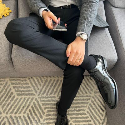 Sapato de homem em pele verniz preto